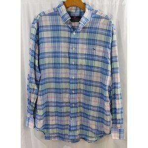 Vineyard Vines Mens Multicolor Plaid Classic Fit Tucker Shirt L Long Sleeve